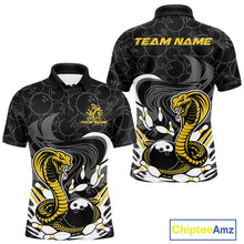 Load image into Gallery viewer, Custom Black And Yellow Cobra Snake Bowling Polo Shirts For Men, Cobra Bowling Team Shirt IPHW9699