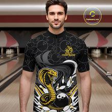 Load image into Gallery viewer, Custom Black And Yellow Cobra Snake Bowling Quarter-Zip Shirts For Men, Cobra Bowling Team Shirt IPHW9699