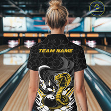 Load image into Gallery viewer, Custom Black And Yellow Cobra Snake Bowling Women Quarter-Zip Shirts, Bowling Team Shirt IPHW9699