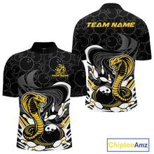 Load image into Gallery viewer, Custom Black And Yellow Cobra Snake Bowling Quarter-Zip Shirts For Men, Cobra Bowling Team Shirt IPHW9699