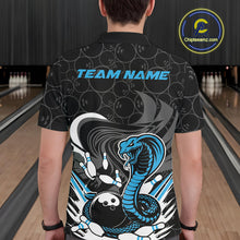 Load image into Gallery viewer, Custom Black And Blue Cobra Snake Bowling Polo Shirts For Men, Cobra Bowling Team Shirt IPHW9702