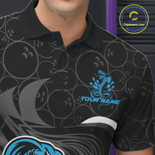 Load image into Gallery viewer, Custom Black And Blue Cobra Snake Bowling Polo Shirts For Men, Cobra Bowling Team Shirt IPHW9702