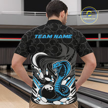Load image into Gallery viewer, Custom Black And Blue Cobra Snake Bowling Quarter-Zip Shirts For Men, Cobra Bowling Team Shirt IPHW9702