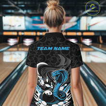 Load image into Gallery viewer, Custom Black And Blue Cobra Snake Bowling Women Quarter-Zip Shirts, Bowling Team Shirt IPHW9702