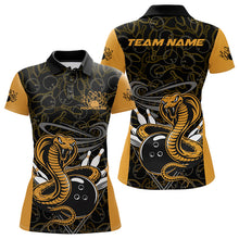 Load image into Gallery viewer, Custom Yellow Cobra Snake Bowling Team Women Polo Shirts, Bowling Pattern Shirt IPHW9703