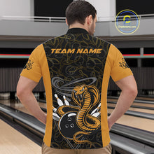 Load image into Gallery viewer, Custom Yellow Cobra Snake Bowling Team Men Quarter-Zip Shirts, Bowling Pattern Shirt IPHW9703