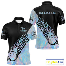 Load image into Gallery viewer, Custom Hologram Flame Strike Bowling Men Polo Shirt, Holographic Icy Crystal Bowling Shirt IPHW9862