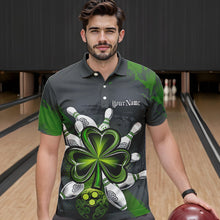 Load image into Gallery viewer, Custom Celtic Shamprock St Patricks Bowling Polo Team Shirts For Men, Lucky Bowling Jerseys IPHW8590