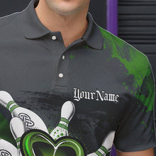 Load image into Gallery viewer, Custom Celtic Shamprock St Patricks Bowling Polo Team Shirts For Men, Lucky Bowling Jerseys IPHW8590