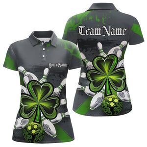 Custom Celtic Shamprock St Patricks Bowling Polo Shirts For Women, Lucky Bowling Jerseys IPHW8590