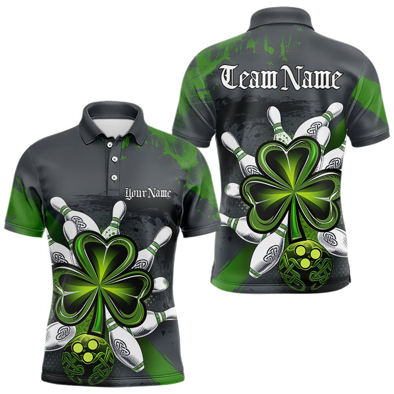 Custom Celtic Shamprock St Patricks Bowling Polo Team Shirts For Men, Lucky Bowling Jerseys IPHW8590