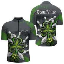 Load image into Gallery viewer, Custom Celtic Shamprock St Patricks Bowling Quarter-Zip Team Shirts For Men, Lucky Bowling Jerseys IPHW8590