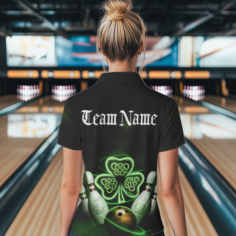 Custom Celtic Saint Patricks Day Bowling Polo Shirts For Women, Bowling Tournament Shirt IPHW8592