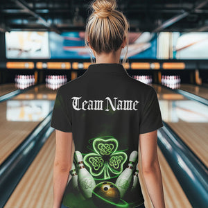 Custom Celtic Saint Patricks Day Bowling Polo Shirts For Women, Bowling Tournament Shirt IPHW8592