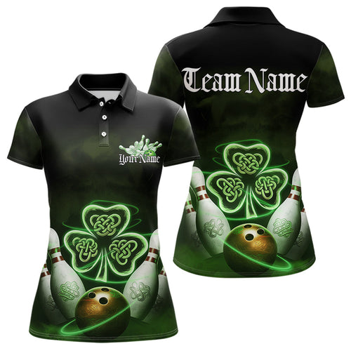 Custom Celtic Saint Patricks Day Bowling Polo Shirts For Women, Bowling Tournament Shirt IPHW8592
