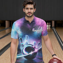 Load image into Gallery viewer, Custom Galaxy Bowling Team Men Polo Shirts, Holographic Bowling Jersey Bowling League Shirt IPHW8904