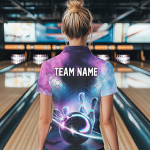 Load image into Gallery viewer, Custom Galaxy Bowling Team Women Quarter-Zip Shirts, Holographic Bowling Jersey IPHW8904