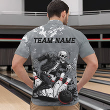 Load image into Gallery viewer, Custom Rock Style Skull Bowling Quarter-Zip Shirts For Men, Funny Skeleton Bowlers Outfit IPHW8906