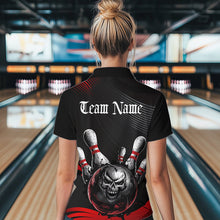 Load image into Gallery viewer, Custom Black And Red Grunge Style Skull Bowling Quarter-Zip Shirts For Women Team Uniform IPHW8907