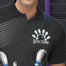 Load image into Gallery viewer, Custom Black And Blue Grunge Style Skull Bowling Polo Shirts For Men, Bowling Team Uniform IPHW8908