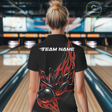 Load image into Gallery viewer, Custom Red Flame Bowling Women Polo Shirt, Team Jerseys Bowling League Shirt IPHW11281