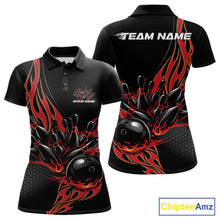 Load image into Gallery viewer, Custom Red Flame Bowling Women Polo Shirt, Team Jerseys Bowling League Shirt IPHW11281