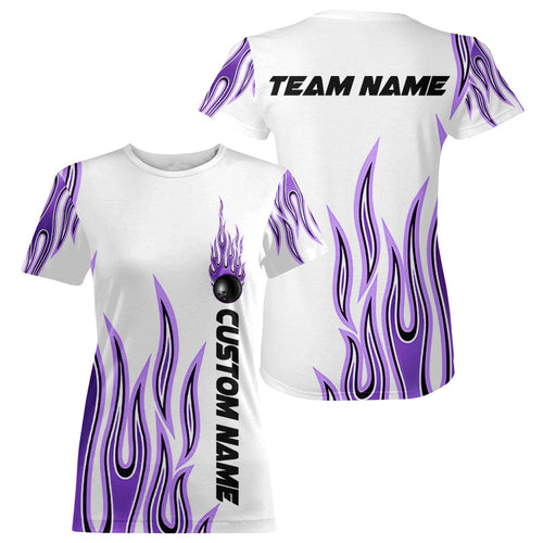 Personalized Flame Bowling T-Shirts For Women, Bowling Ball Custom Team IPHW4986