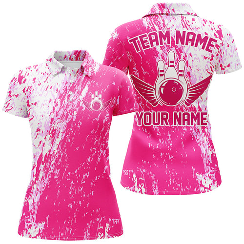 Personalized Bowling Shirts For Women, Team Bowling Jerseys Bowling Pin |Pink IPHW4999