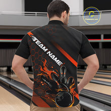 Load image into Gallery viewer, Custom Black And Orange Flame Bowling Shirts For Men, Bowling Team Bowling League Shirts IPHW7508