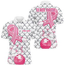 Load image into Gallery viewer, Custom Pink Ribbon Breast Cancer Bowling Shirts For Men, Breast Cancer Bowling Jersey IPHW7512