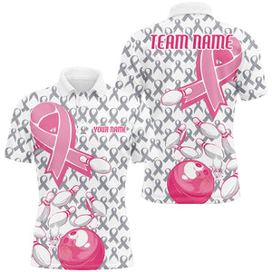 Custom Pink Ribbon Breast Cancer Bowling Shirts For Men, Breast Cancer Bowling Jersey IPHW7512