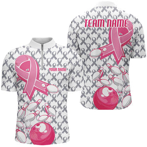 Custom Pink Ribbon Breast Cancer Bowling Shirts For Men, Breast Cancer Bowling Jersey IPHW7512