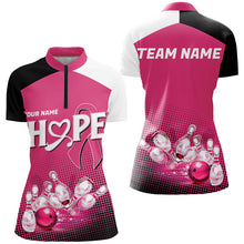 Load image into Gallery viewer, Custom Pink Ribbon Breast Cancer Bowling Shirts For Women, Hope Bowling Team Jerseys IPHW7514