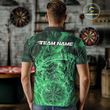 Load image into Gallery viewer, Custom Black And Green Flame Grim Reaper Dart Team Men Polo Shirts, Halloween Otufit IPHW10038