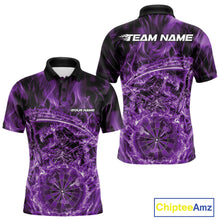 Load image into Gallery viewer, Custom Black And Purple Flame Grim Reaper Dart Team Men Polo Shirts, Halloween Otufit IPHW10039