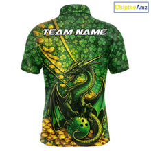 Load image into Gallery viewer, Custom St Patricks Day Dragon Bowling Shirt, Golden Coins And Shamrock Saint Paddy Bowling League Shirt IPHW10506