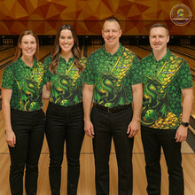 Load image into Gallery viewer, Custom St Patricks Day Dragon Bowling Shirt, Golden Coins And Shamrock Saint Paddy Bowling League Shirt IPHW10506