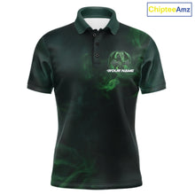 Load image into Gallery viewer, Custom Green Flame Celtic Cross Dragon Bowling Team Shirts, St Patricks Day Faith Bowling Tournament Shirts IPHW10507