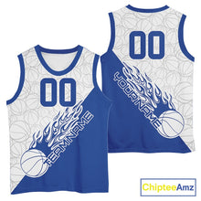Load image into Gallery viewer, Blue Flame Basketball Ball Team Shirts, Custom Name Team Name Basketball Jerseys IPHW10512