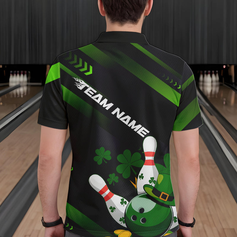 Custom St Patricks Day Bowling Jerseys, Saint Paddy Days Bowling Team Polo Shirts For Men IPHW8600