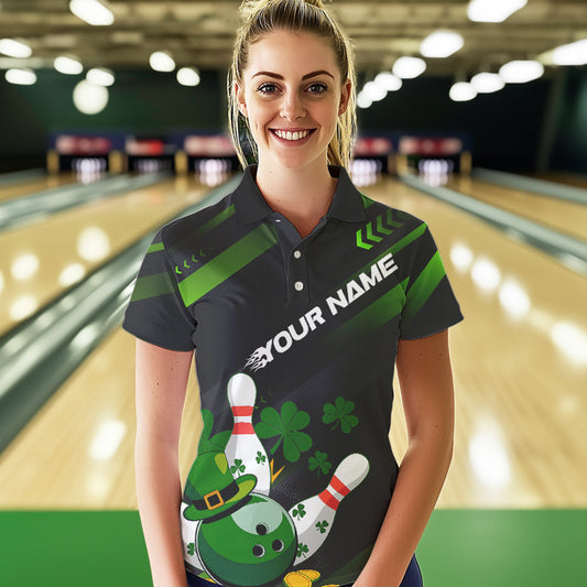 Custom St Patricks Day Bowling Jerseys, Saint Paddy Days Bowling Team Polo Shirts For Women IPHW8600
