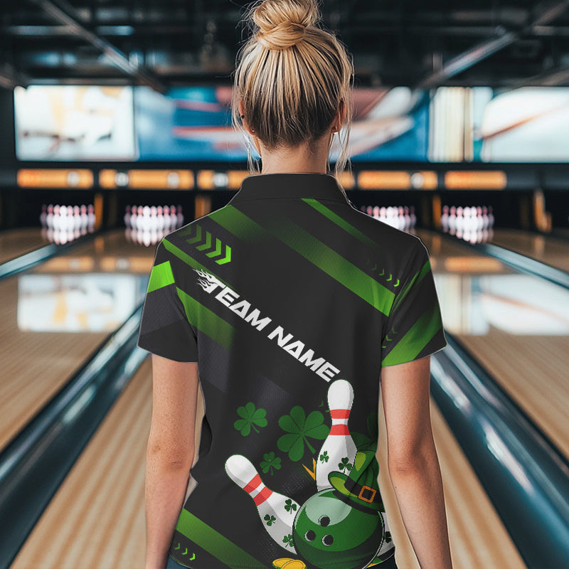 Custom St Patricks Day Bowling Jerseys, Saint Paddy Days Bowling Team Polo Shirts For Women IPHW8600