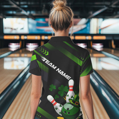 Custom St Patricks Day Bowling Jerseys, Saint Paddy Days Bowling Team Polo Shirts For Women IPHW8600