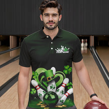 Load image into Gallery viewer, Custom Lucky St Patricks Bowling Polo Shirts For Men, Saint Paddys Shamprock Bowling Outfits IPHW8602