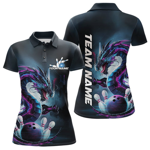 Custom Futuristic Style Dragon Bowling Polo Shirts For Women, Dragon Bowling Outfits IPHW8914