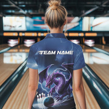 Load image into Gallery viewer, Custom Blue Thunder Lightning Purple Dragon Bowling Team Women Polo Shirts, Bowlers Outfit IPHW8915