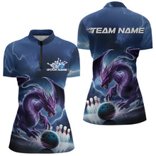 Load image into Gallery viewer, Custom Blue Thunder Lightning Purple Dragon Bowling Team Women Quarter-Zip Shirts IPHW8915