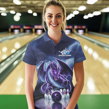 Load image into Gallery viewer, Custom Blue Thunder Lightning Purple Dragon Bowling Team Women Polo Shirts, Bowlers Outfit IPHW8922
