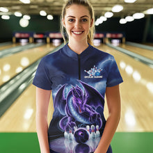 Load image into Gallery viewer, Custom Blue Thunder Lightning Purple Dragon Bowling Team Women Quarter-Zip Shirts IPHW8922