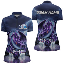 Load image into Gallery viewer, Custom Blue Thunder Lightning Purple Dragon Bowling Team Women Quarter-Zip Shirts IPHW8922